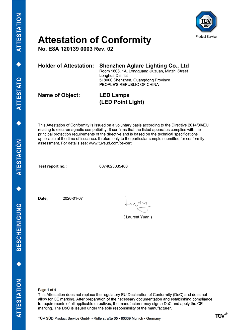 bevictor伟德照明发光字装饰led灯泡通过TUV CE(EMC)认证